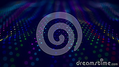 The musical stream of sounds. Abstract background with interweaving of colored dots and lines Stock Photo