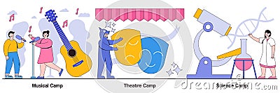 Musical, Theatre, and Science Camps Illustrated Pack Vector Illustration