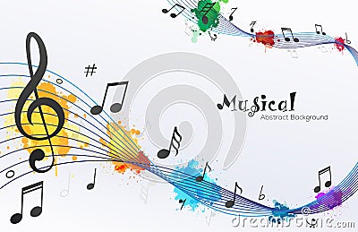 Musical Waves notes Abstract Background Vector Illustration