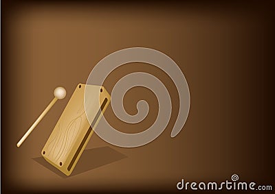 A Musical Wood Block on Dark Brown Background Vector Illustration