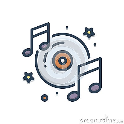 Color illustration icon for Musically, concert and listening Cartoon Illustration