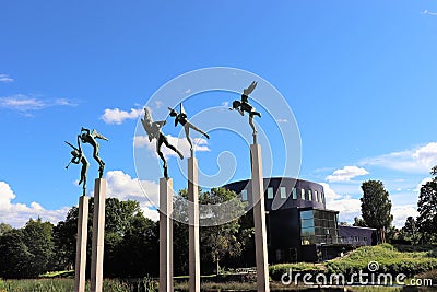 Musician angels in front of GÃ¤vle concert hall Editorial Stock Photo