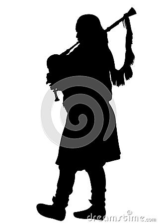 Musician with bagpipes two Vector Illustration