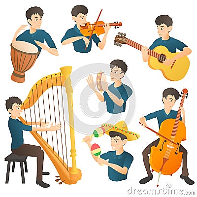 Musician concept set, cartoon style Cartoon Illustration