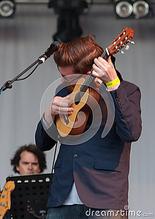 A musician with David Gray live at the Westport Festival Editorial Stock Photo