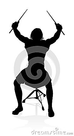 Musician Drummer Silhouette Vector Illustration