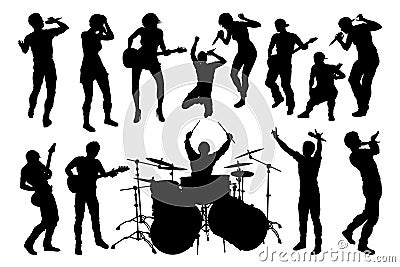 Musician Group Silhouettes Vector Illustration