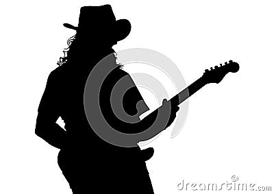 Blues guitar man one Vector Illustration