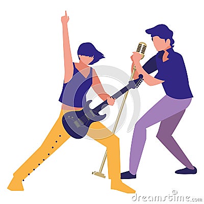 musician man and singer with microphone Cartoon Illustration