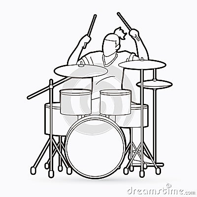 Musician playing Drum, Drummer music vector Vector Illustration