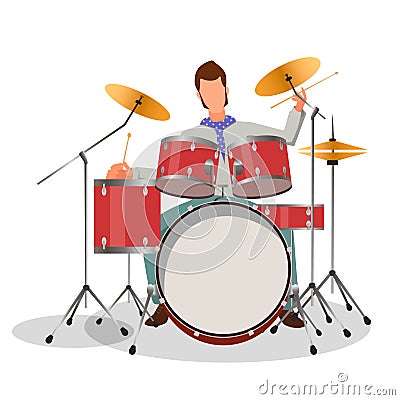 Musician playing drums Cartoon Illustration