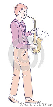 Musician playing saxophone jazz music concert musical instrument Vector Illustration