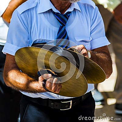 Musician plays the cymbals Editorial Stock Photo