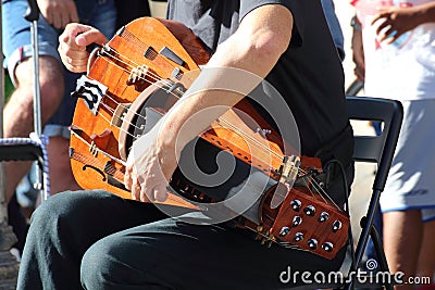 Artists perform in the street. Buskers Festival Stock Photo