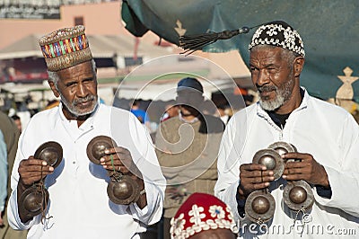 Musicians on Djemaa El Fna, Marrakech, Marrakesh, Morocco Editorial Stock Photo