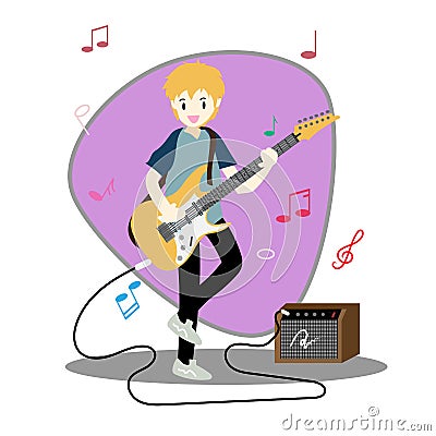 Musicians Jazz group ,Play guitar,Saxophoneist;trumpet player; guitarist, drummer, solo guitarist, bassist. Jazz band.Vector illus Vector Illustration