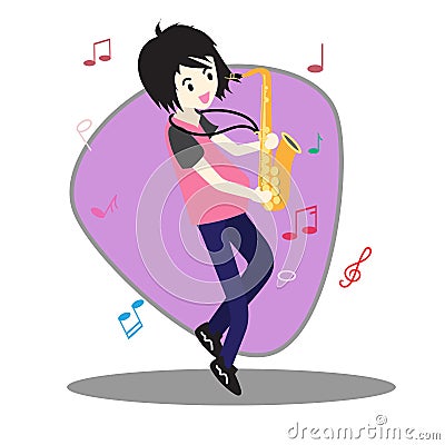 Musicians Jazz group ,Play guitar,Saxophoneist;trumpet player; guitarist, drummer, solo guitarist, bassist. Jazz band.Vector illus Vector Illustration