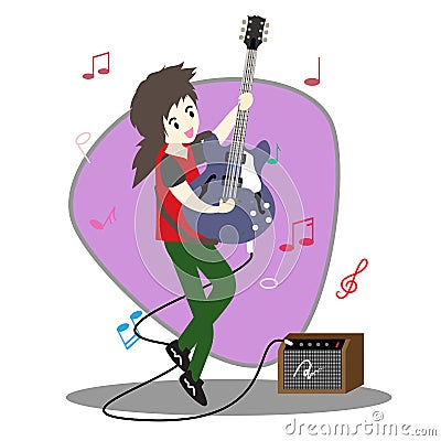 Musicians Jazz group ,Play guitar,Saxophoneist;trumpet player; guitarist, drummer, solo guitarist, bassist. Jazz band.Vector illus Vector Illustration