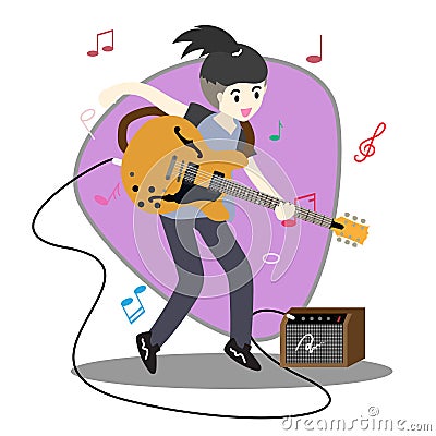 Musicians Jazz group ,Play guitar,Saxophoneist;trumpet player; guitarist, drummer, solo guitarist, bassist. Jazz band.Vector illus Vector Illustration