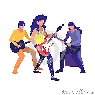 musicians people playing instrument orchestra Cartoon Illustration