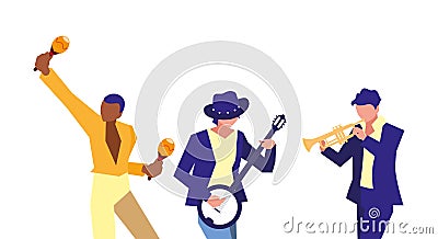 musicians people playing instrument orchestra Cartoon Illustration