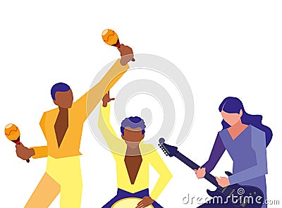 musicians people playing instrument orchestra Cartoon Illustration