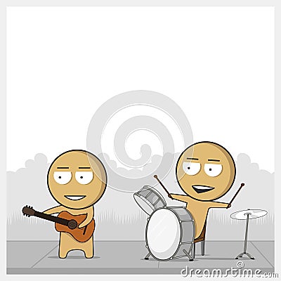Musicians perform at the show. Rock band concert. Vector Illustration