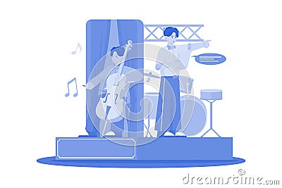 Musicians perform and solve technical problems Vector Illustration