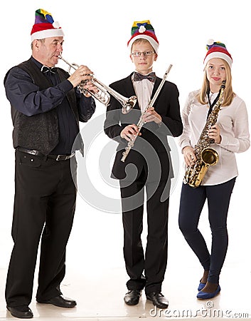 Musicians play classical music for Christmas Stock Photo