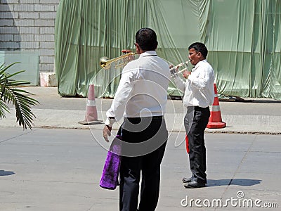 Musicians playing bugle Editorial Stock Photo