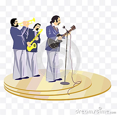 musicians on stage character illustration on white background Vector Illustration