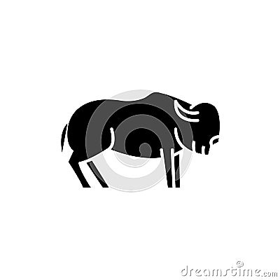 Musk ox black icon, vector sign on isolated background. Musk ox concept symbol, illustration Vector Illustration
