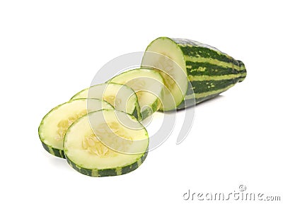 Muskmelon sliced on a white background Stock Photo