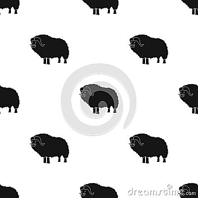 Muskox of stone age icon in black style isolated on white. Stone age pattern. Vector Illustration