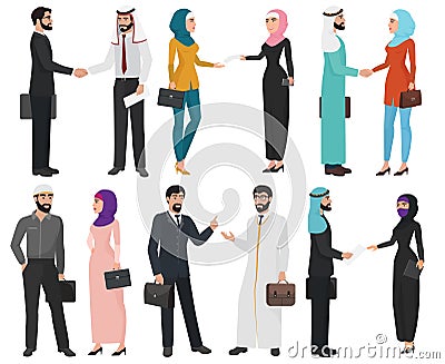 Muslim Arabic business people isolated collection. Vector Illustration