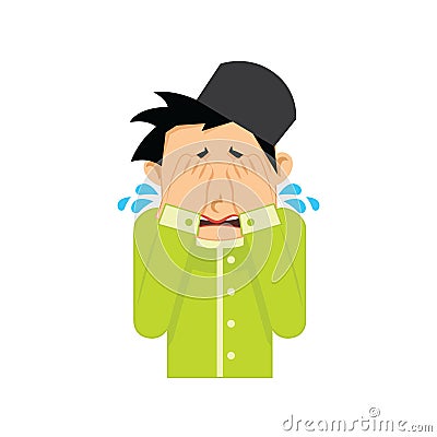 muslim boy crying. Vector illustration decorative design Vector Illustration