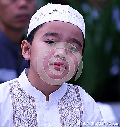 Muslim Boy at Idul Fitri, Indonesia Editorial Stock Photo
