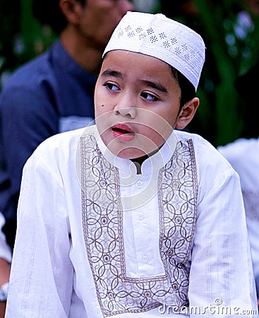 Muslim Boy at Idul Fitri, Indonesia Editorial Stock Photo