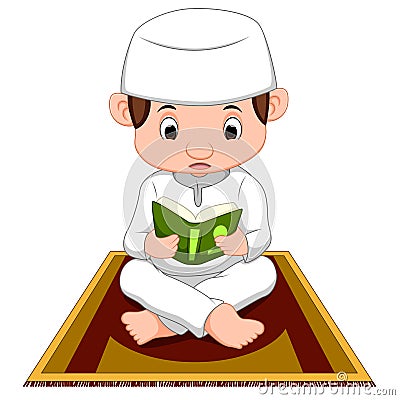 Muslim boy praying Vector Illustration