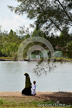 Muslim boys at Tarakan Indonesia Editorial Stock Photo