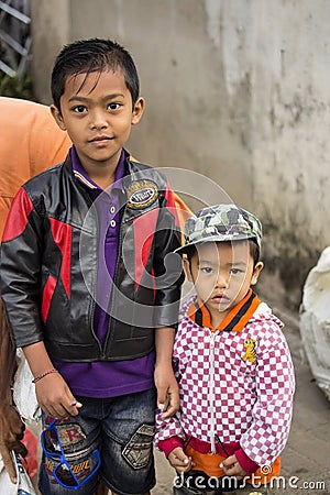 Muslim boys, village Toyopakeh, Nusa Penida June 18. 2015 Indonesia Editorial Stock Photo