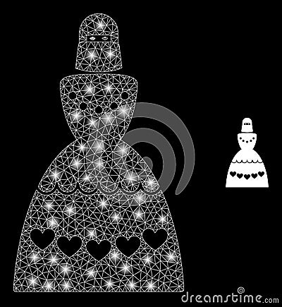 Muslim Bride - Bright Web Net with Glare Spots Vector Illustration