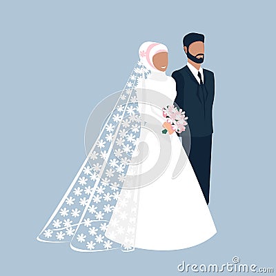 Muslim bride and groom Vector Illustration