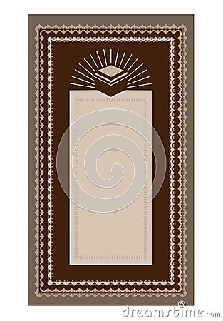 Muslim brown prayer rug with decorative elements. Islamic textile Vector Illustration