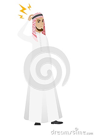 Muslim businessman with lightning over head. Vector Illustration
