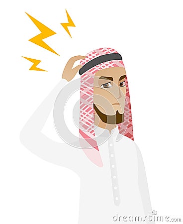 Muslim businessman with lightning over head. Vector Illustration