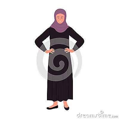 Muslim businesswoman with hands on hips Vector Illustration