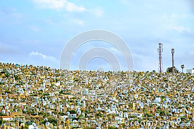 Muslim cemetery in Rabat, Morocco. 05.05.2016 Editorial Stock Photo