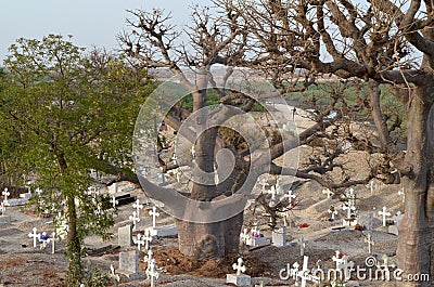 Muslim and Christian graveyard in Joal-Fadiouth, Petite CÃ´te, Senegal Editorial Stock Photo