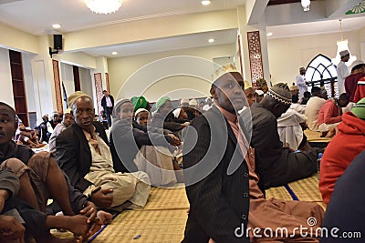 Muslim congreation in a Kenyan mosque Editorial Stock Photo